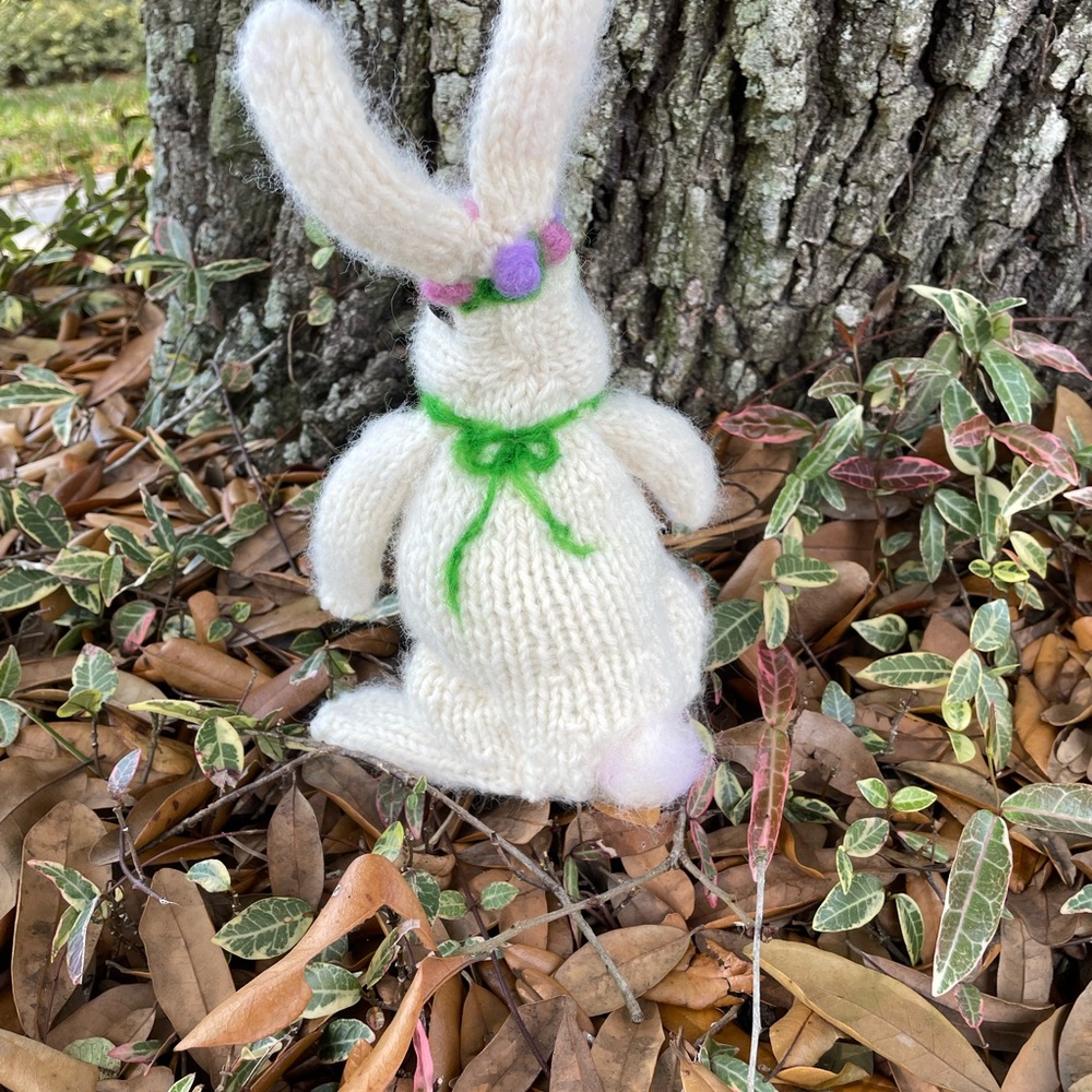 Hand crafted knit and needle felted bunny rabbit unique original handmade - Picture 9 of 16
